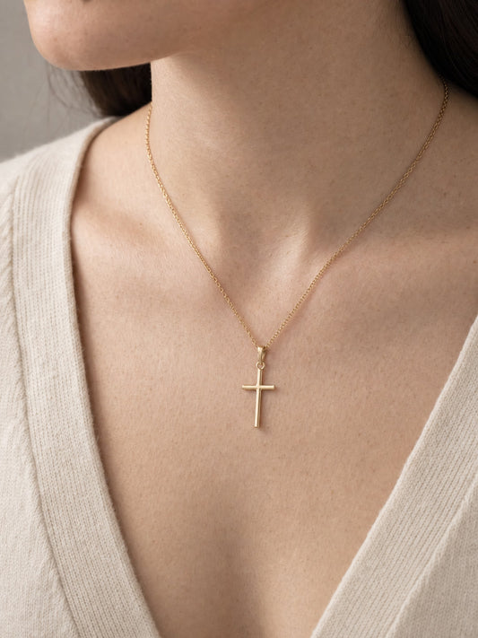 SAINT GILD Classic Cross Necklace on neck