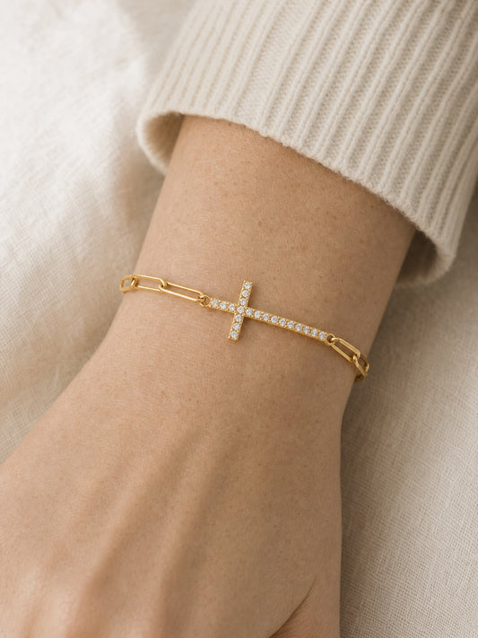 SAINT GILD Cross Station Bracelet on wrist