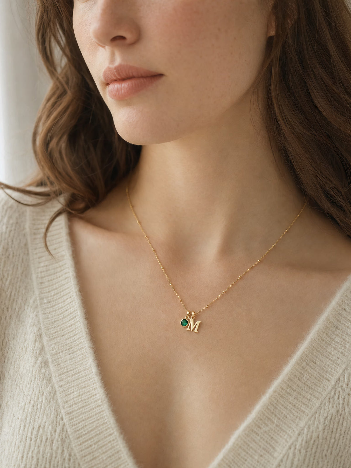 SAINT GILD initial birthstone necklace lifestyle