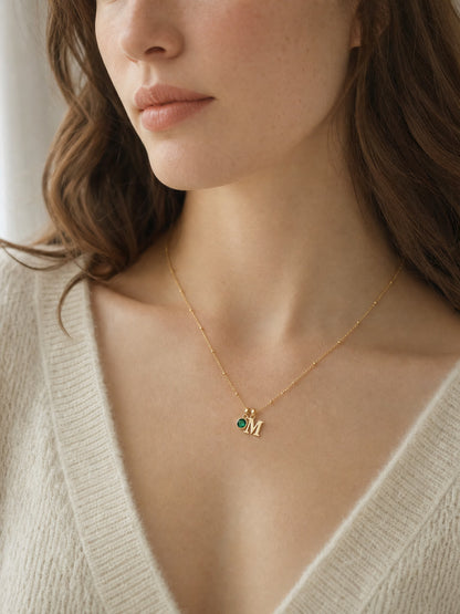 SAINT GILD initial birthstone necklace lifestyle
