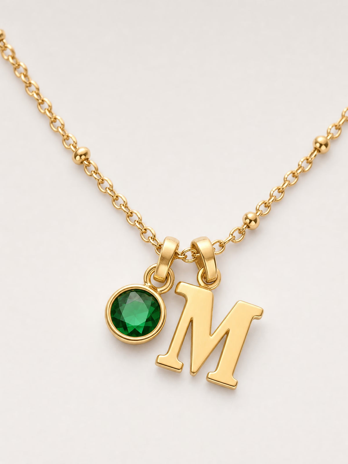 SAINT GILD initial birthstone necklace pendant macro
