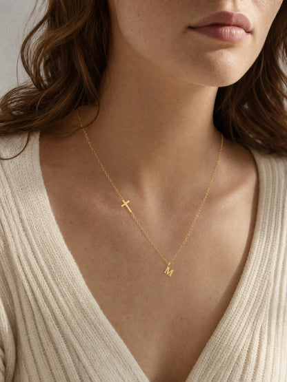 SAINT GILD initial cross necklace lifestyle