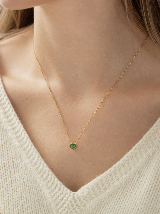 SAINT GILD birthstone heart necklace on neck