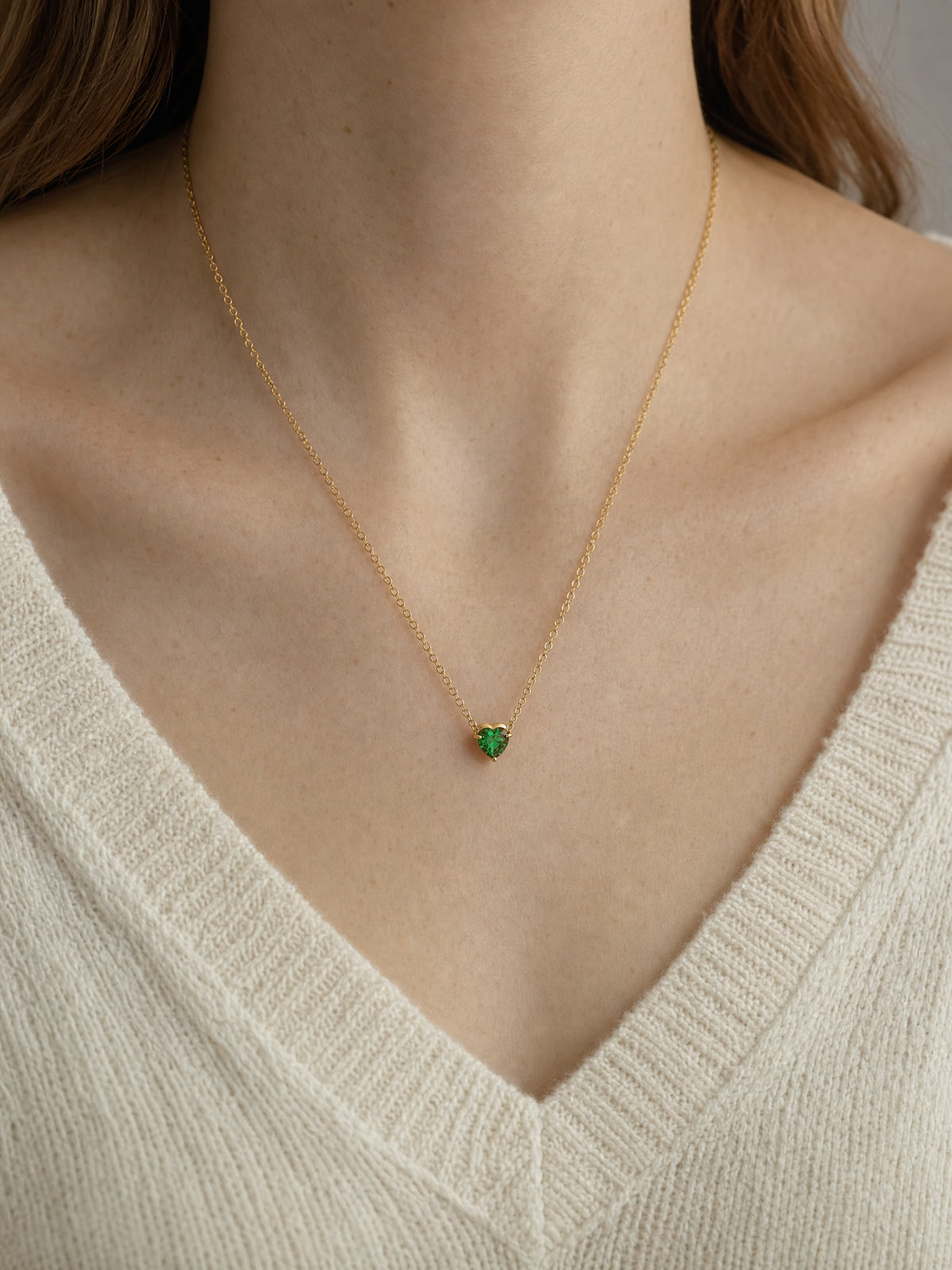 SAINT GILD birthstone heart necklace worn on body
