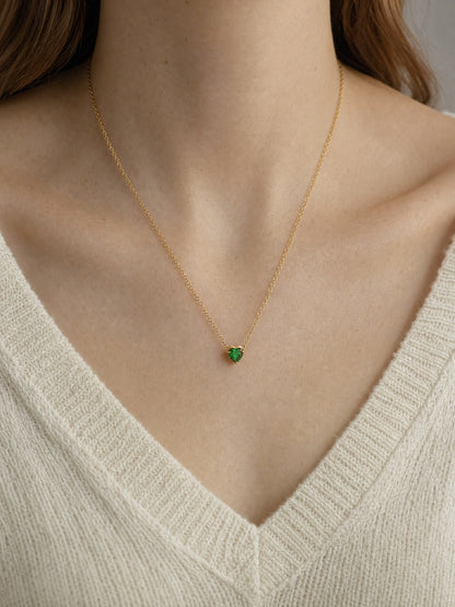 SAINT GILD birthstone heart necklace worn on body