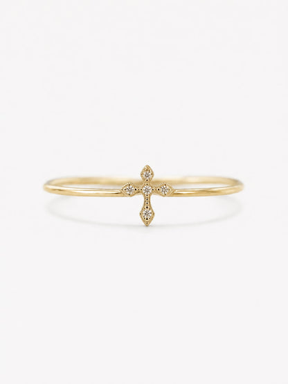 SAINT GILD Dainty Cross Band Ring gold