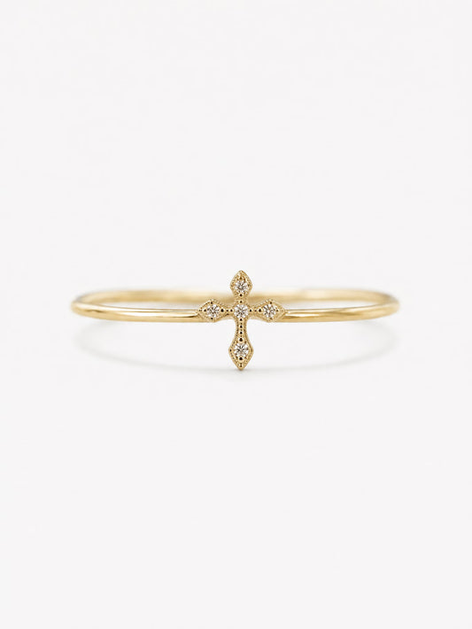 SAINT GILD Dainty Cross Band Ring gold