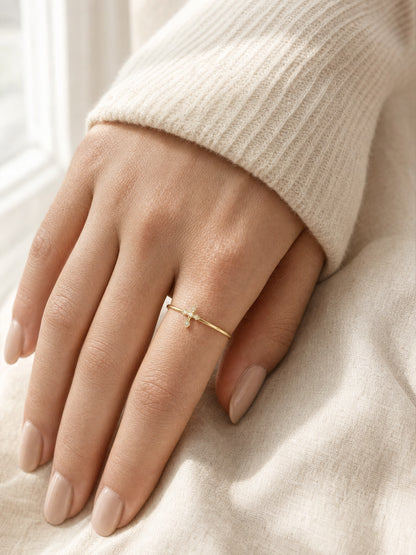SAINT GILD Dainty Cross Band Ring lifestyle