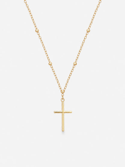 SAINT GILD Beaded Cross Necklace gold