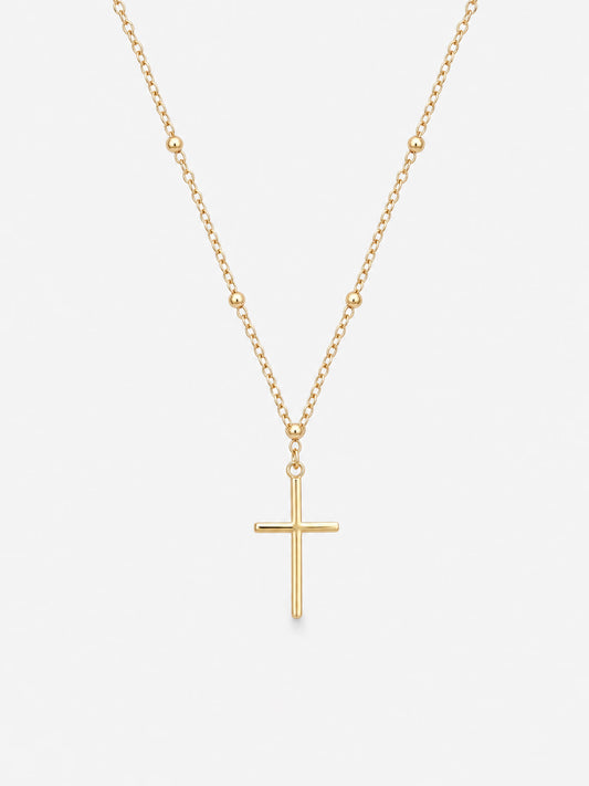 SAINT GILD Beaded Cross Necklace gold