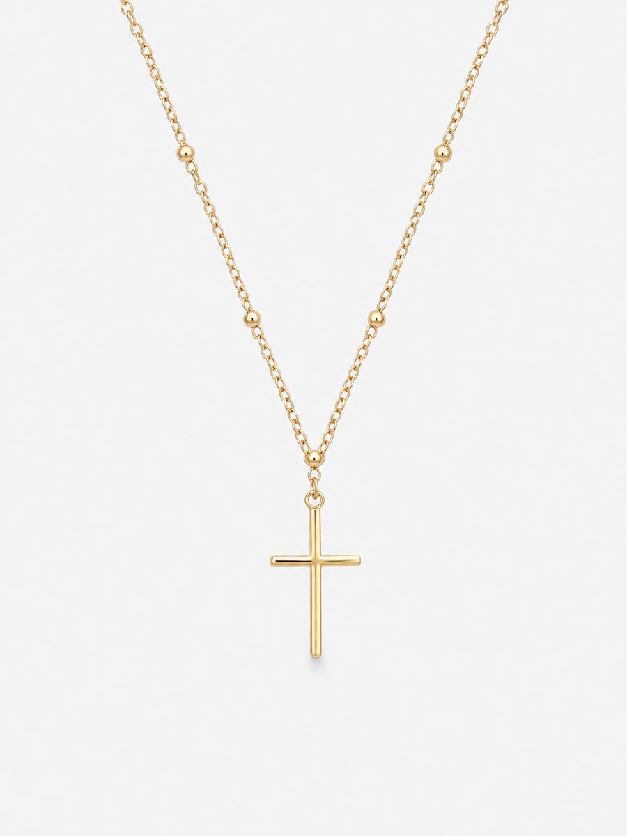 SAINT GILD Beaded Cross Necklace gold