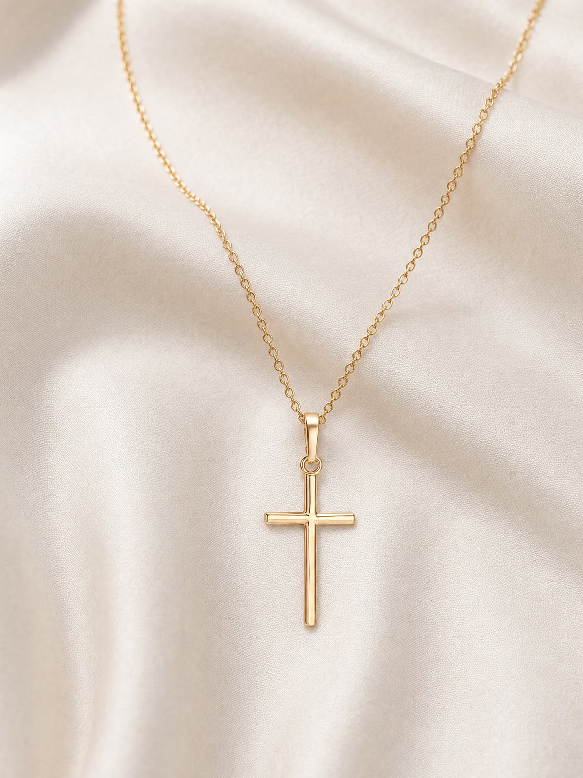 SAINT GILD Classic Cross Necklace on satin