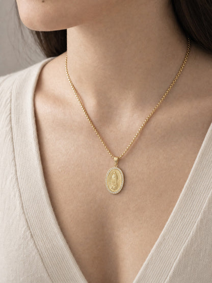 SAINT GILD Guadalupe Necklace on neck