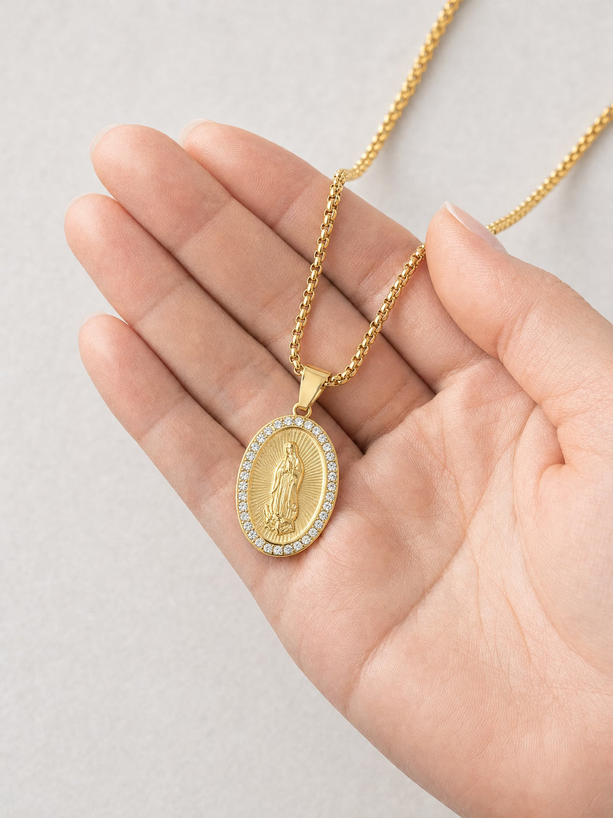 SAINT GILD Guadalupe Necklace in hand