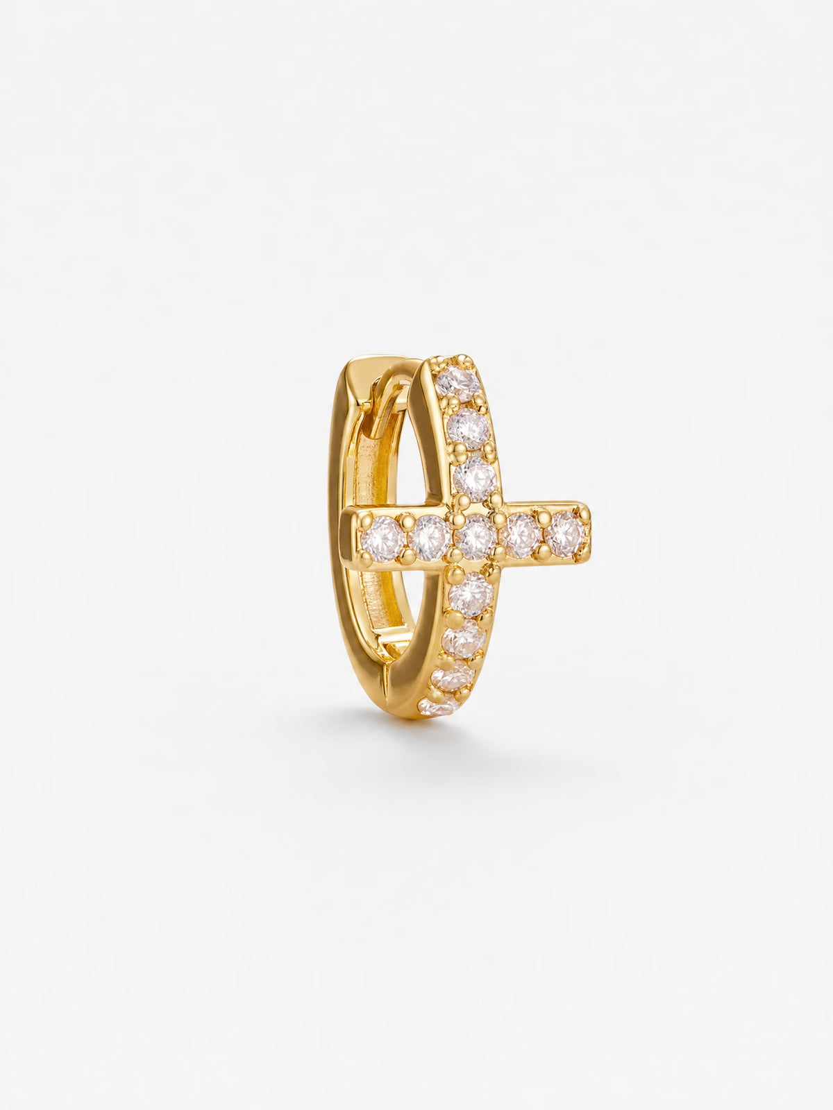 SAINT GILD Pave Cross Huggie Earrings gold