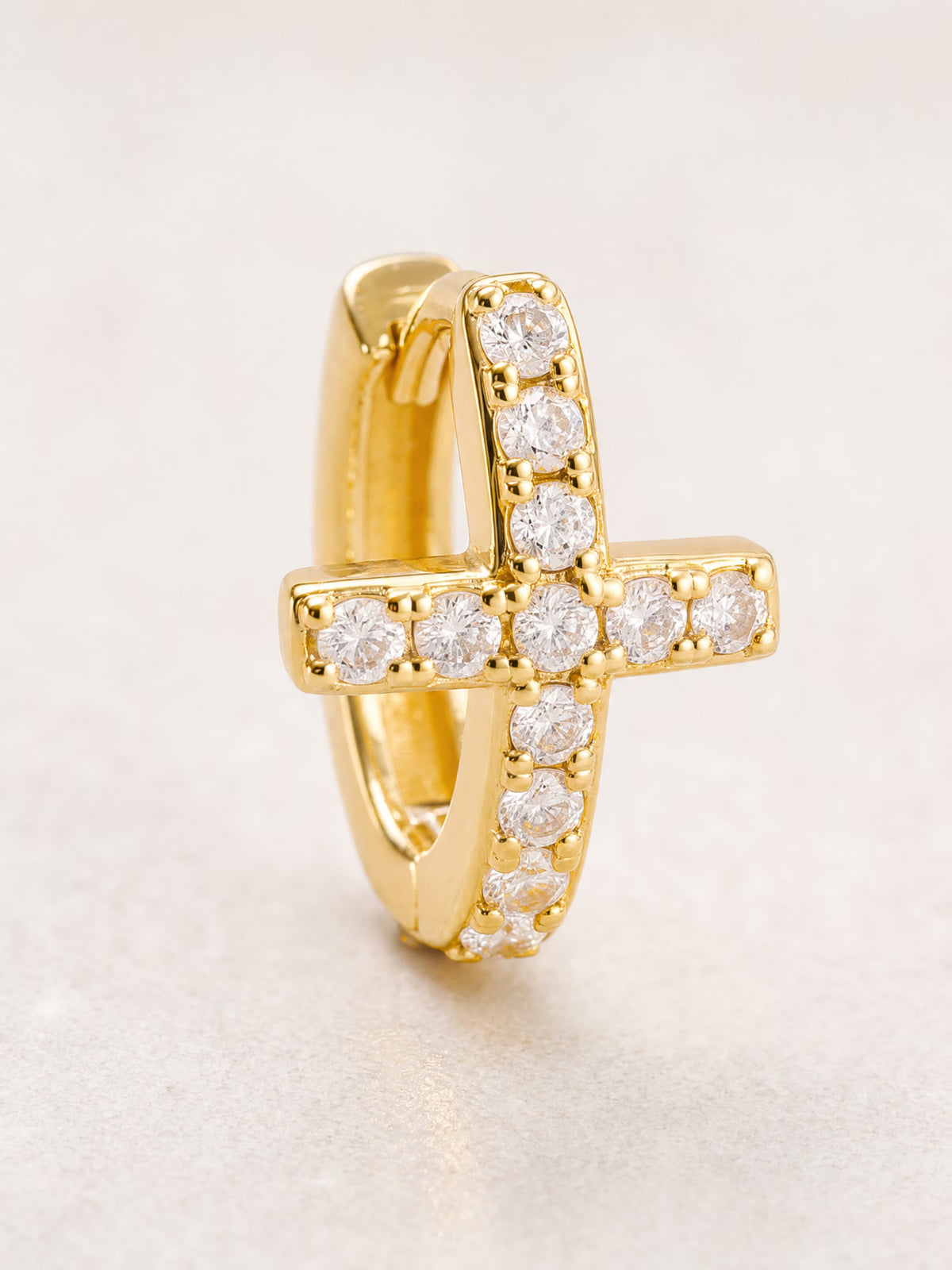 SAINT GILD Pave Cross Huggie Earrings macro