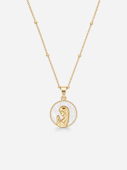 SAINT GILD Mother Mary Necklace gold mother of pearl