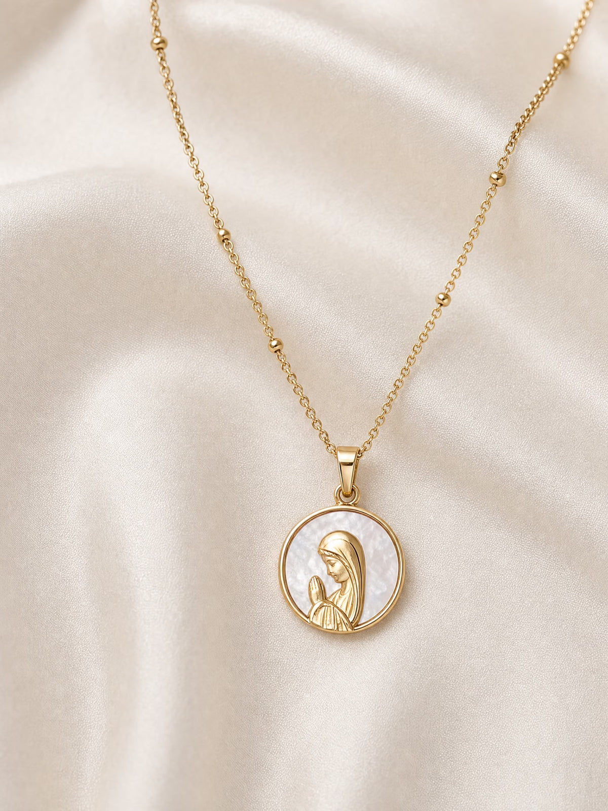 SAINT GILD Mother Mary Necklace on satin