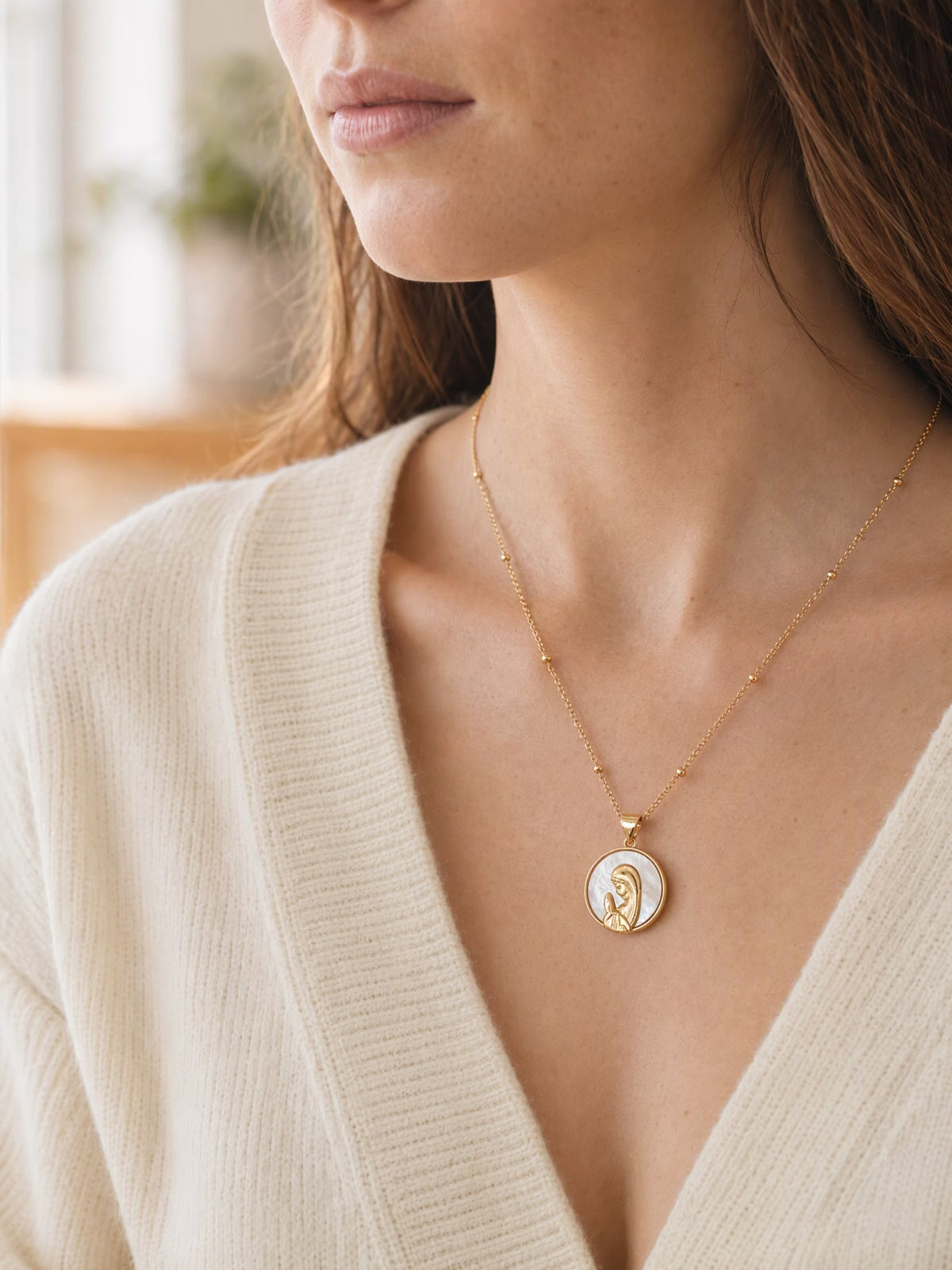 SAINT GILD Mother Mary Necklace lifestyle