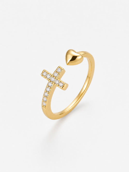 SAINT GILD Pave Cross Ring gold