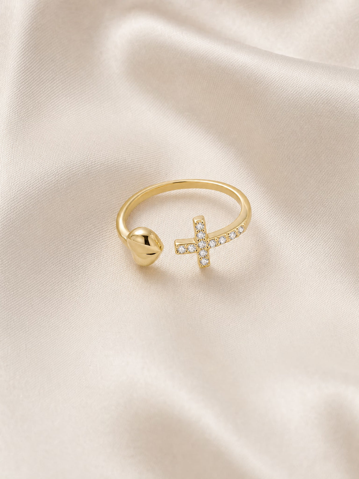 SAINT GILD Pave Cross Ring on satin