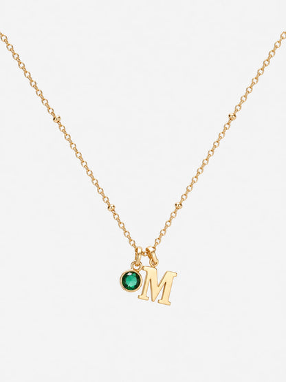 SAINT GILD Initial and Birthstone Necklace gold