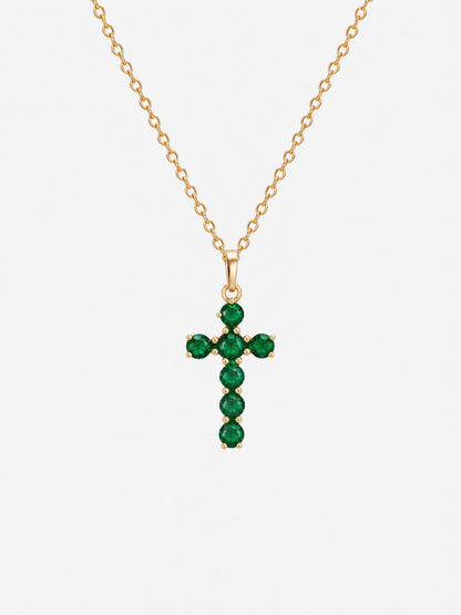 SAINT GILD Birthstone Cross Necklace gold
