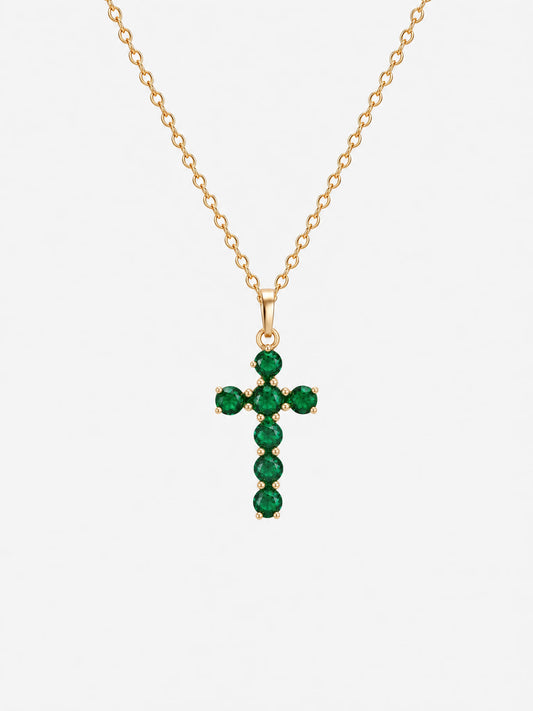 SAINT GILD Birthstone Cross Necklace gold