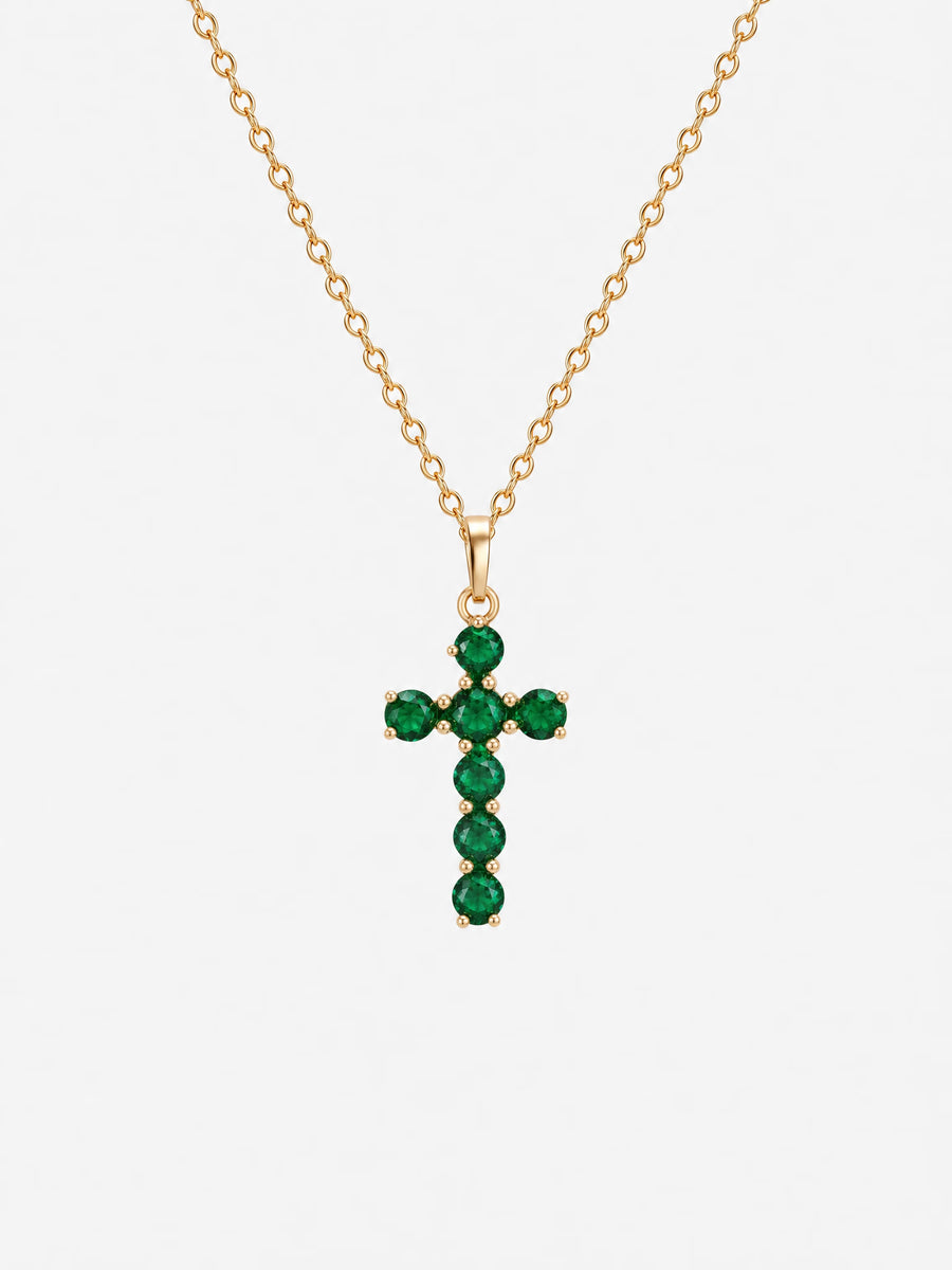 SAINT GILD Birthstone Cross Necklace gold