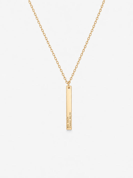 SAINT GILD His Promise engraved bar necklace gold