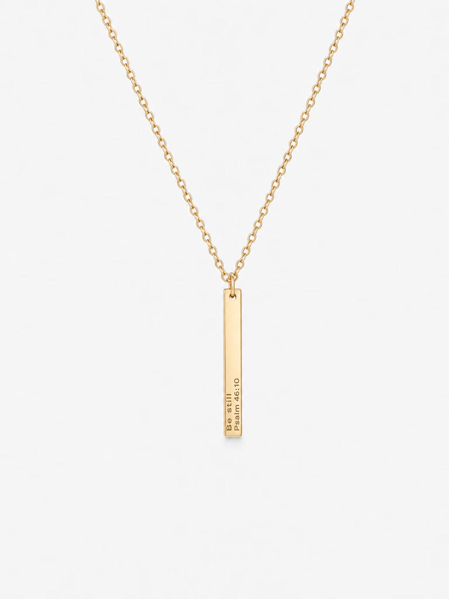 SAINT GILD His Promise engraved bar necklace gold