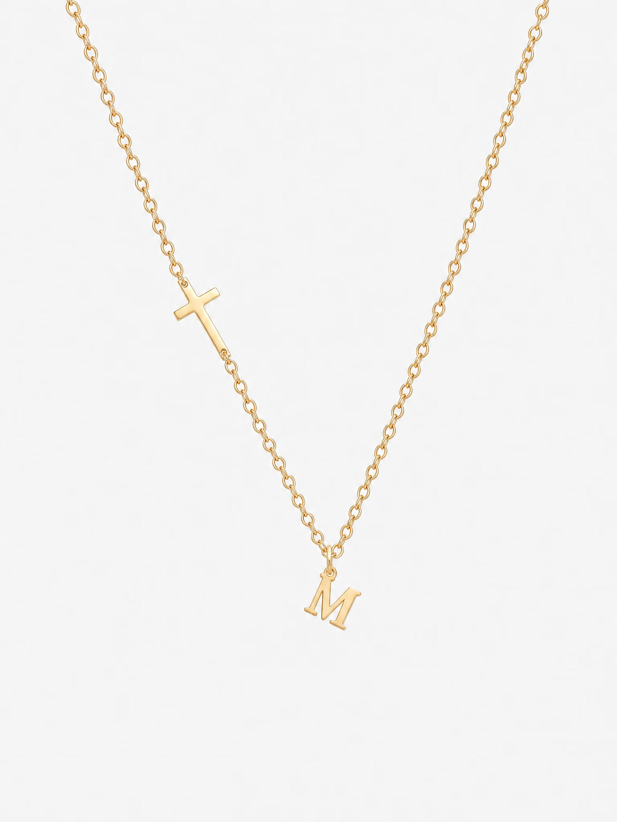SAINT GILD Initial Cross Necklace gold