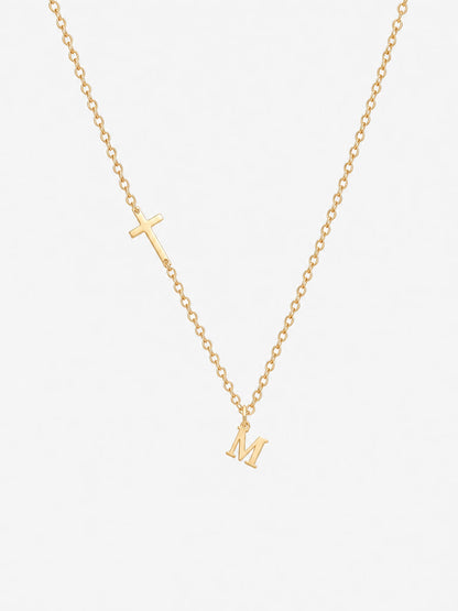 SAINT GILD Initial Cross Necklace gold