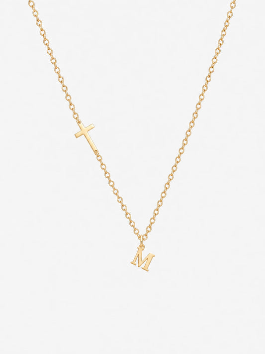 SAINT GILD Initial Cross Necklace gold