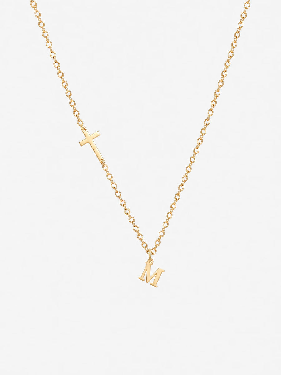 SAINT GILD Initial Cross Necklace gold