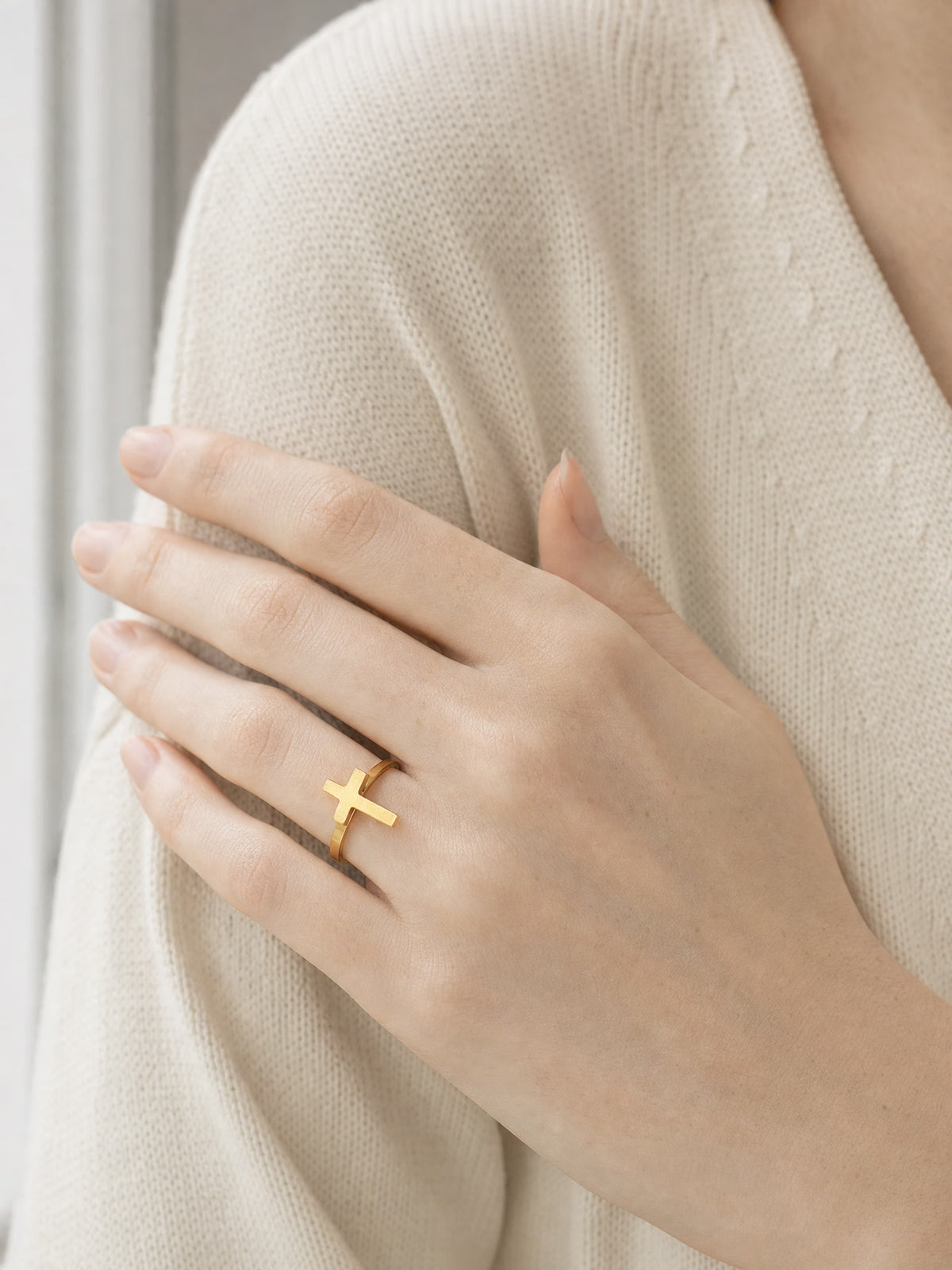 SAINT GILD Cross Ring worn