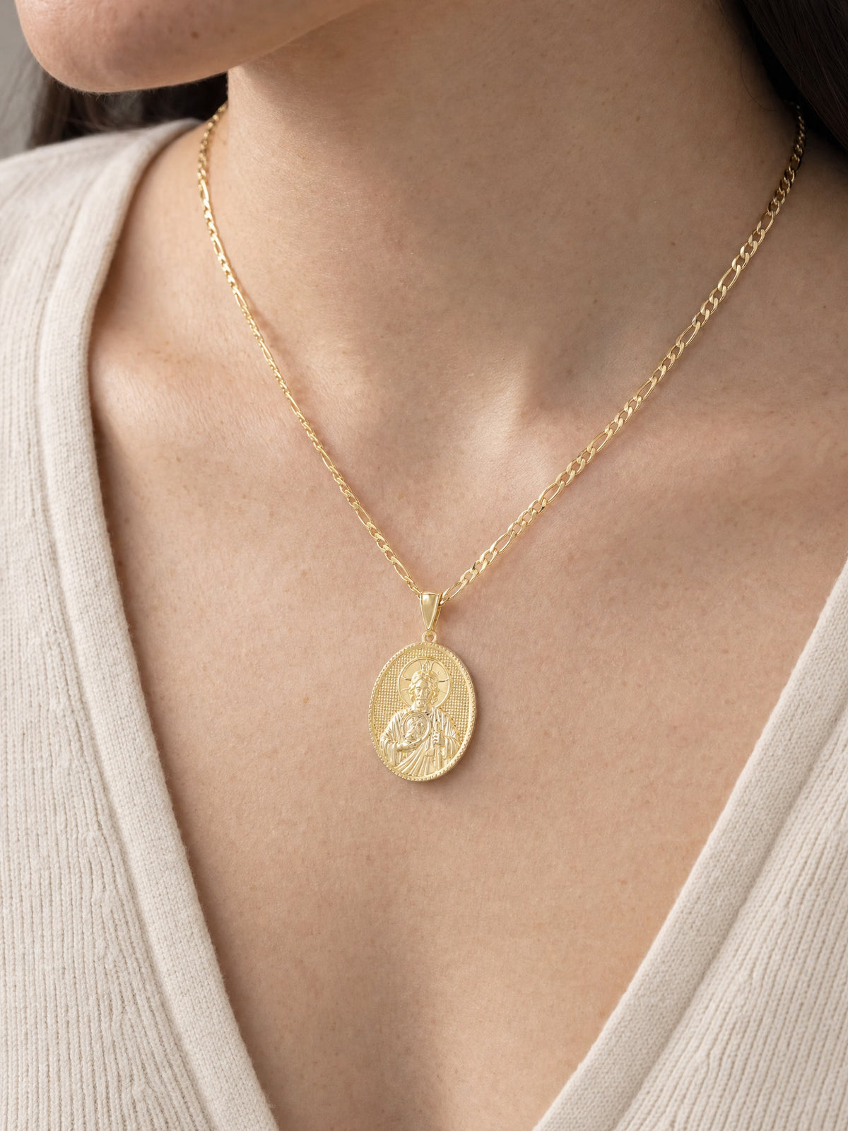 SAINT GILD Saint Jude Medallion on neck