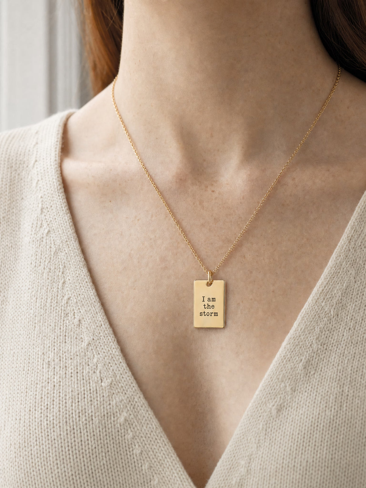 SAINT GILD Scripture Tag Necklace worn
