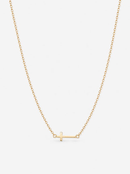 SAINT GILD Sideways Cross Necklace gold