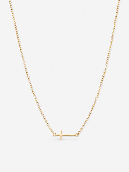 SAINT GILD Sideways Cross Necklace gold