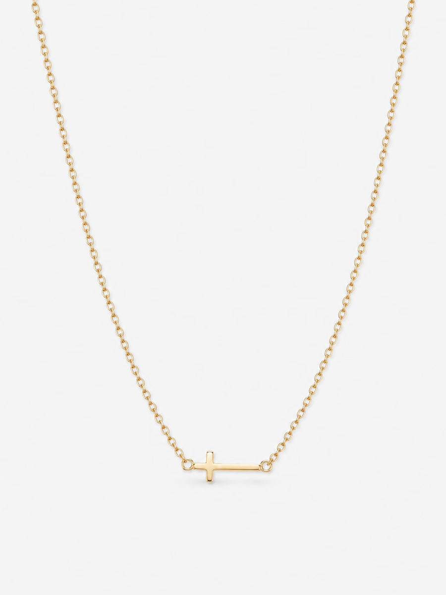 SAINT GILD Sideways Cross Necklace gold