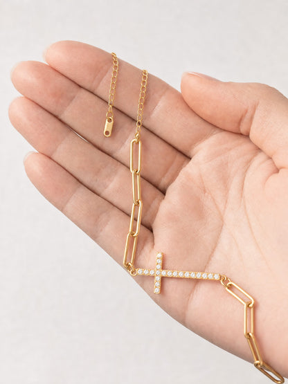 SAINT GILD Cross Station Bracelet in hand