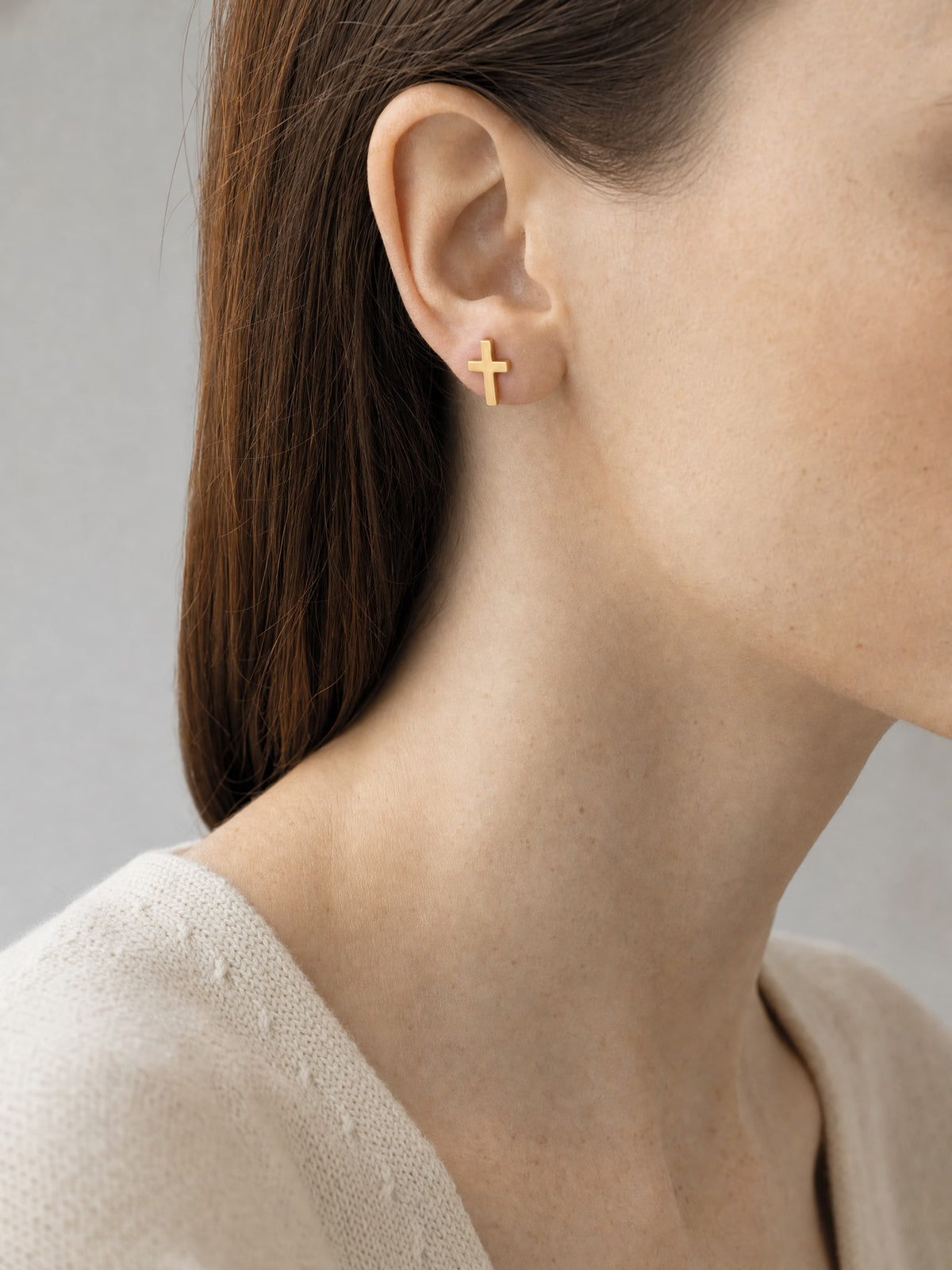 SAINT GILD Cross Stud Earrings worn
