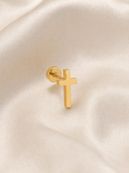 SAINT GILD Cross Stud Earrings on satin