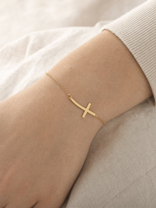 SAINT GILD Sideways Cross Bracelet on wrist